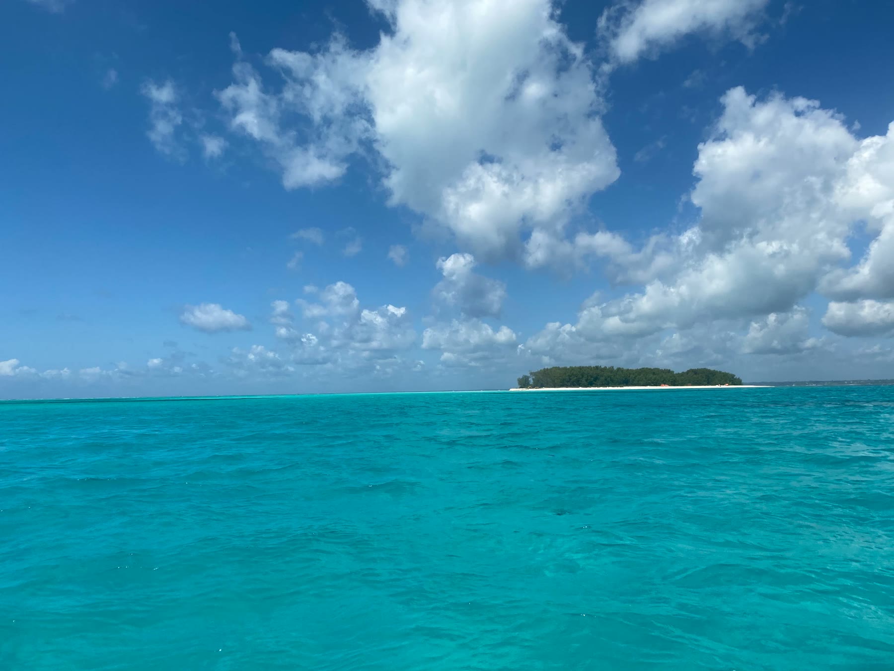 Turquoise ocean and sandbank near Zanzibar